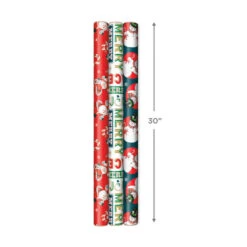 Hallmark Very Vintage Christmas 3-Pack Assortment Wrapping Paper, 120 Sq. Ft. -Hallma Stuffed Animals Shop Assorted Vintage Designs Christmas Wrapping Paper 5JXW1079 04