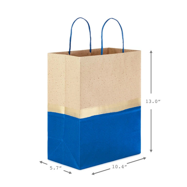 Hallmark 13" Blue And Kraft Paper 6-Pack Gift Bag 5 Hallmark 13" Blue And Kraft Paper 6-Pack Gift Bag - Image 3