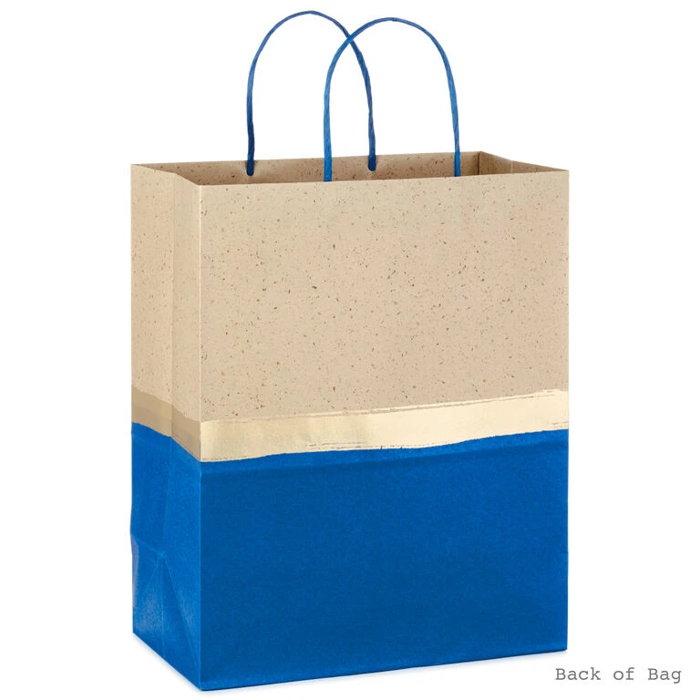 Hallmark 13" Blue And Kraft Paper 6-Pack Gift Bag 6 Hallmark 13" Blue And Kraft Paper 6-Pack Gift Bag - Image 4