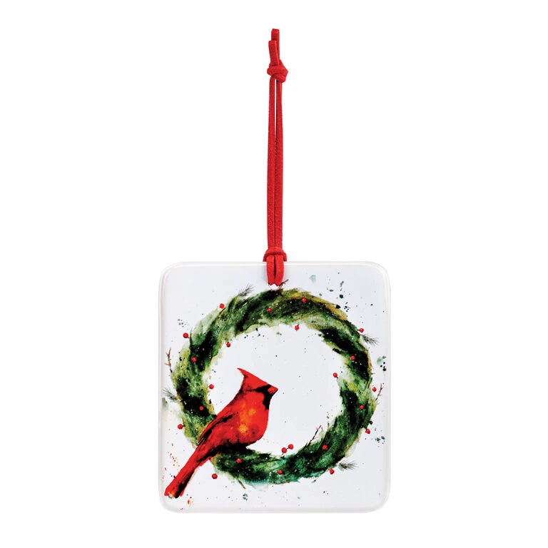 Cardinal On Holly Wreath Magnet Ornament And Matching Card 3 Cardinal On Holly Wreath Magnet Ornament And Matching Card