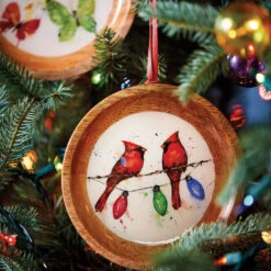 Cardinals On Light String Wood Ornament -Hallma Stuffed Animals Shop Cardinals on Light String Wooden Ornament 2020230122 03