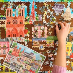 Eeboo Paris In A Day 1000-Piece Jigsaw Puzzle -Hallma Stuffed Animals Shop Paris in a Day 1000Piece Jigsaw Puzzle PZTPD2 04