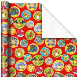 Hallmark Assorted Pokémon Wrapping Paper 3-Pack, 60 Sq. Ft. -Hallma Stuffed Animals Shop Pokmon Wrapping Paper for Kids Birthdays 5EWR2645 06