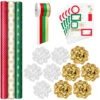 Hallmark Christmas Gift Wrap Kit With Wrapping Paper, Bows, Ribbons And Tags -Hallma Stuffed Animals Shop RedWhiteGreen 3Roll Holiday Wrapping Paper Set 5JXW1200 01