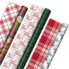 Hallmark Christmas Classics 3-Pack Reversible Wrapping Paper Assortment, 120 Sq. Ft. -Hallma Stuffed Animals Shop Santa and Plaids Assorted Reversible Gift Wrap 5JXW1070 01