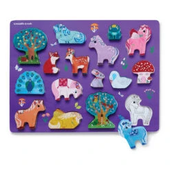Crocodile Creek Unicorn Garden 16-Piece Wood Puzzle For Kids