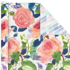 Hallmark Watercolor Tones 3-Pack Reversible Wrapping Paper, 75 Sq. Ft. Total -Hallma Stuffed Animals Shop Watercolor Tones 3Pack Reversible Wrapping Paper 5EWR6405 04